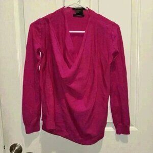 Armani Exchange Woman’s 100% Merino Wool Wrap Sweater Cardigan Pink Sz XS